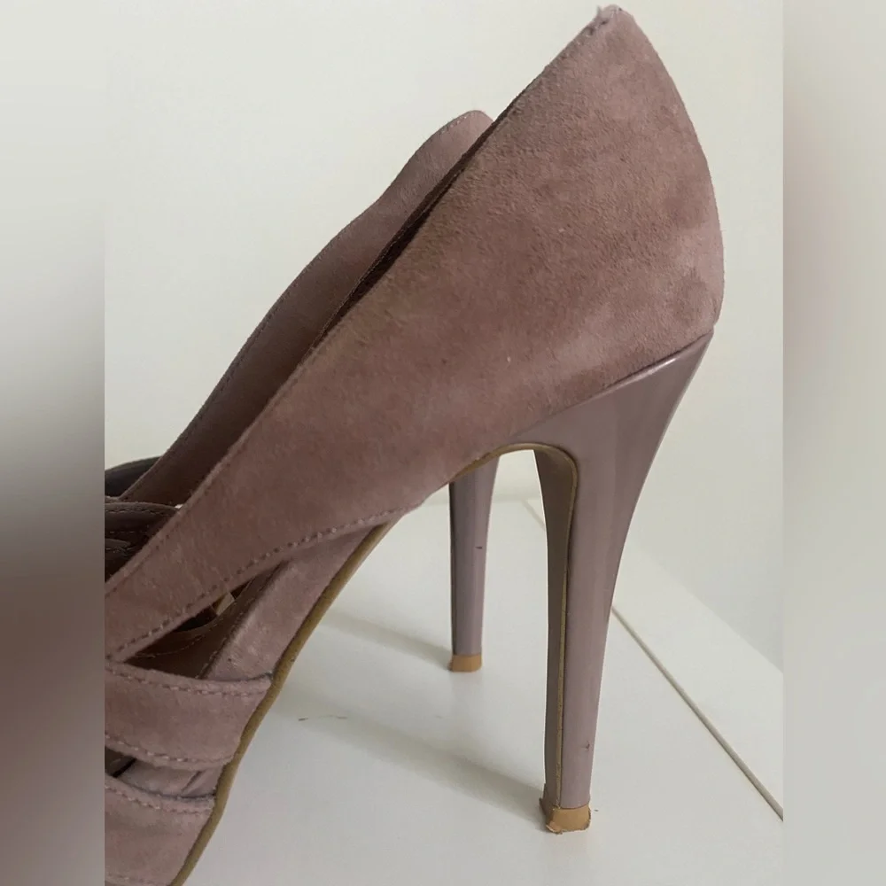 Steve Madden Loyyall Peep Toe Ultra High Heels Size 6.5 Blush Party Sexy Y2K - Picture 7 of 12